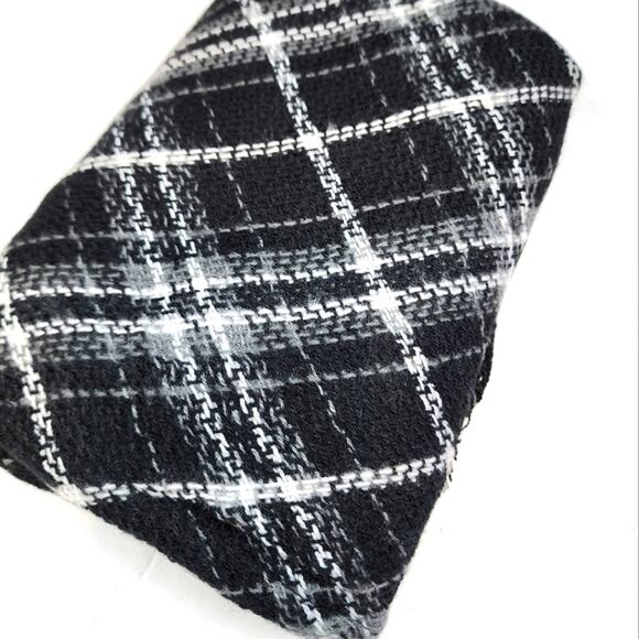 New Black & White Long Scarf Shawl Cashmere Feel Plaid Scarf - Picture 2 of 4